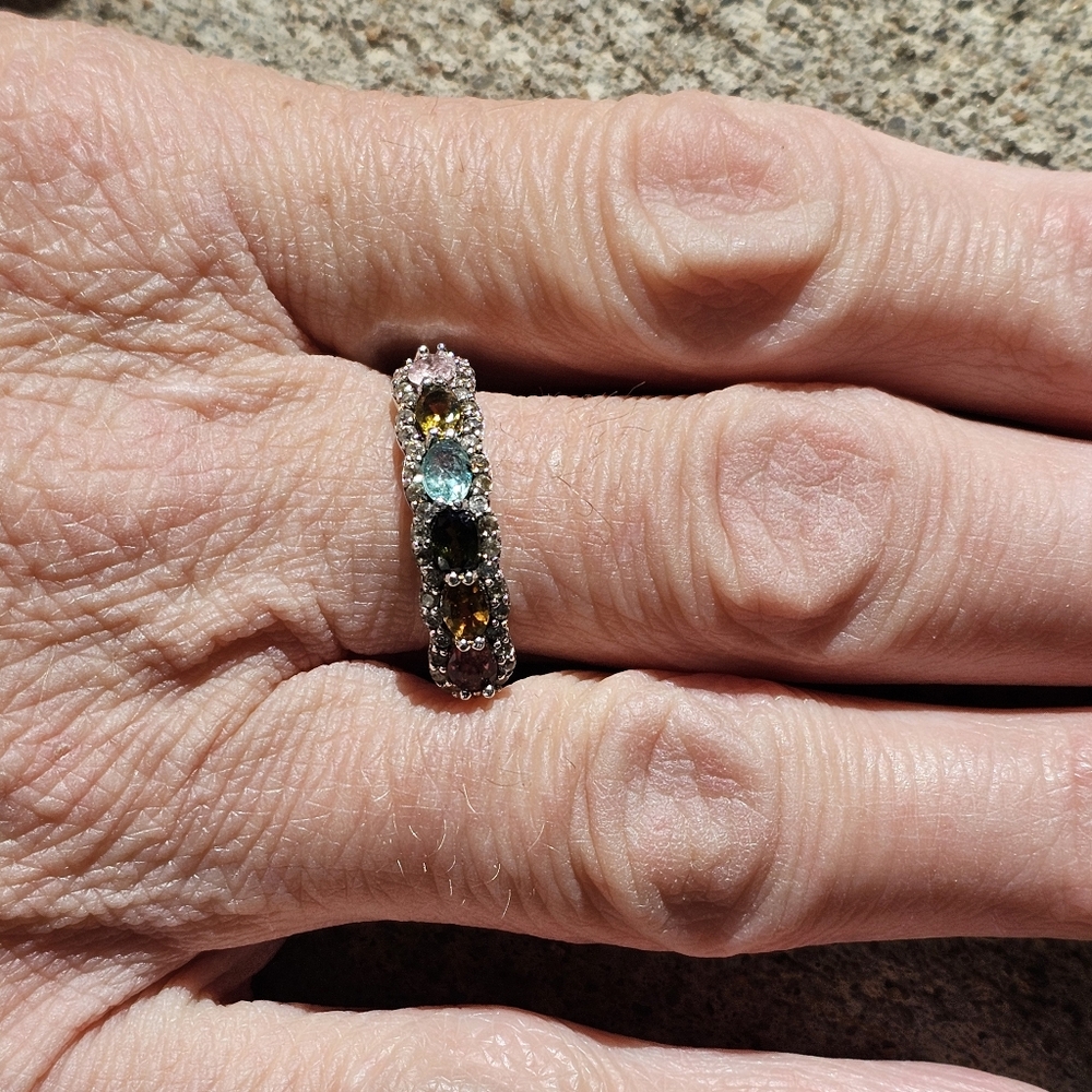 Beautiful Multicolor Tourmaline Ring in Sterling Silver Size 9 - Picture 5 of 9